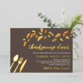 Invitation En Aluminium Dîner d'action de grâces pour les feuilles (Debout devant)