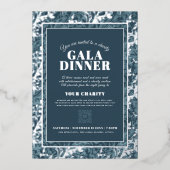 Invitation En Aluminium Dîner de gala motif bleu gris (Recto)