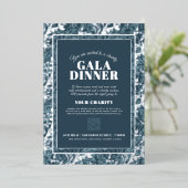 Invitation En Aluminium Dîner de gala motif bleu gris (Debout devant)