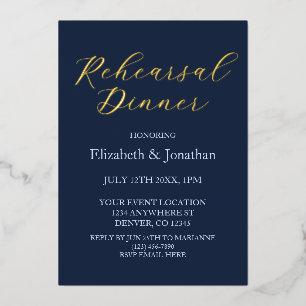 Invitation En Aluminium Dîner de répétition bleu opulent