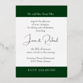 Invitation En Aluminium Dîner de répétition Cadre Émeraude Vert Émeraude (Verso)