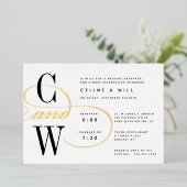 Invitation En Aluminium Dîner de répétition classique de monogramme (Debout devant)