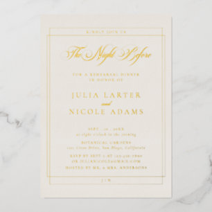 Invitation En Aluminium Dîner de répétition classique or calligraphie doré