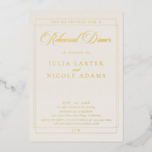 Invitation En Aluminium Dîner de répétition classique or calligraphie ivoi