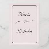 Invitation En Aluminium Dîner De Répétition Coeur Et Fleurs Roses (Verso)