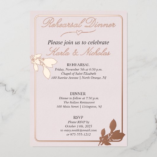 Invitation En Aluminium Dîner De Répétition De Fleurs De Tulipes (Recto)