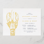 Invitation En Aluminium Dîner de répétition de homard nautique Gold Foil (Recto)