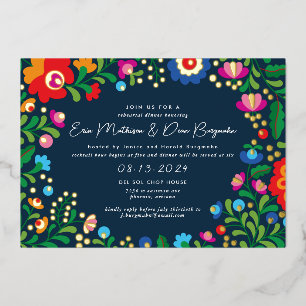 Invitation En Aluminium Dîner de répétition de mariage broderie mexicaine