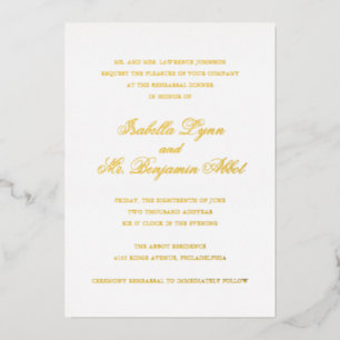 Invitation En Aluminium Dîner De Répétition De Mariage Élégant