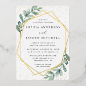 Invitation En Aluminium Dîner de répétition de Mariage géométrique Eucalyp (Recto)