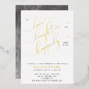 Invitation En Aluminium Dîner de répétition de script noir blanc or
