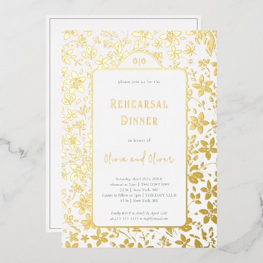 Invitation En Aluminium Dîner de répétition des petites fleurs (Recto/Verso)