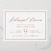Invitation En Aluminium Dîner de répétition d'or rose (Recto)