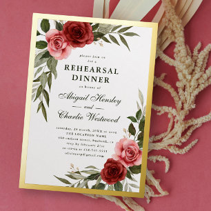 Invitation En Aluminium Dîner de répétition élégant floral blanc vintage