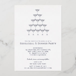 Invitation En Aluminium Dîner de répétition élégant Rose Rose Champagne To