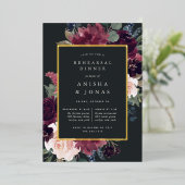 Invitation En Aluminium Dîner de répétition en fleurs de prune (Debout devant)