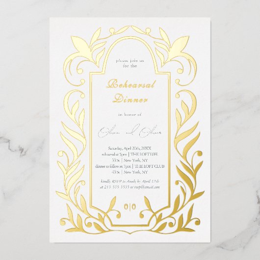 Invitation En Aluminium Dîner de répétition Feuille verte (Recto)