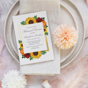 Invitation En Aluminium Dîner de répétition floral Rose Tournesol Coucher