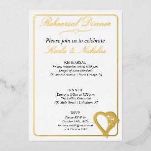 Invitation En Aluminium Dîner de répétition Heart And Rose Flowers