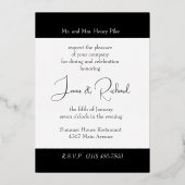 Invitation En Aluminium Dîner de répétition Lieu de réglage Foil Noir (Verso)