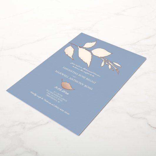 Invitation En Aluminium Dîner de répétition Mariage bleu Dusty (Rotation)