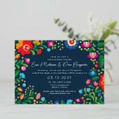 Invitation En Aluminium Dîner de répétition Mariage de broderie mexicaine (Debout devant)