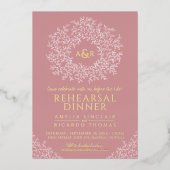 Invitation En Aluminium Dîner de répétition mariage en or rose vif (Recto)