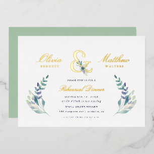 Invitation En Aluminium Dîner de répétition Mariage Floral de luxe