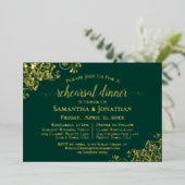 Invitation En Aluminium Dîner de répétition Mariage Gold Lace Emerald Gree (Debout devant)