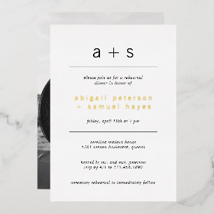 Invitation En Aluminium Dîner de répétition minimal avec photo monogramme