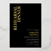 Invitation En Aluminium Dîner de répétition moderne Black & Gold (Recto)