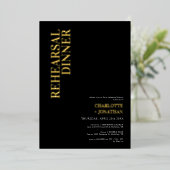 Invitation En Aluminium Dîner de répétition moderne Black & Gold (Debout devant)