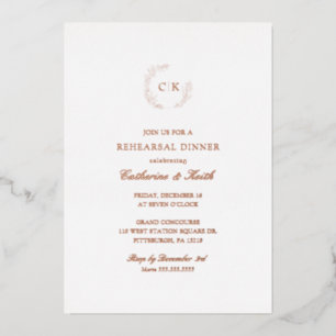 Invitation En Aluminium Dîner de répétition monogramme élégant