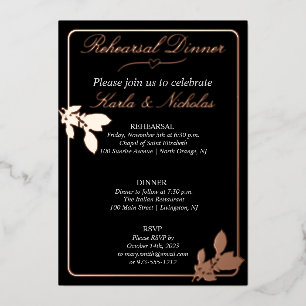 Invitation En Aluminium Dîner de répétition noire Fleurs de tulipes
