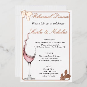 Invitation En Aluminium Dîner de répétition, Toast floral, Elégant blanc