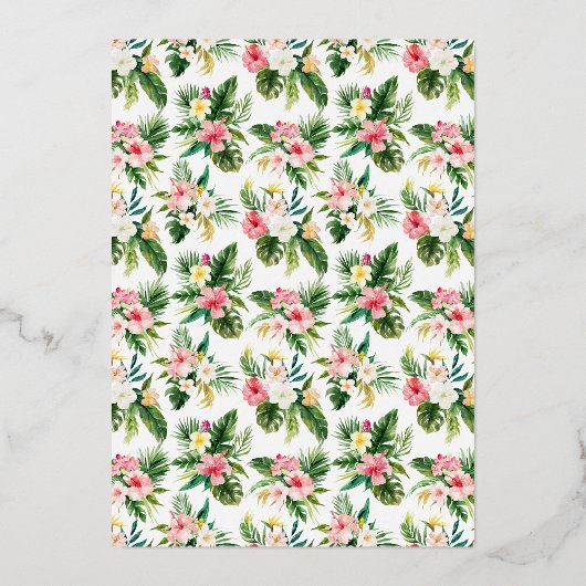 Invitation En Aluminium Dîner de répétition tropicale verdure et fleurs (Verso)