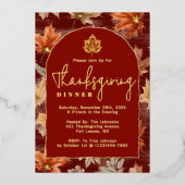 Invitation En Aluminium Dîner de Thanksgiving à feuilles d'automne de scri (Recto)