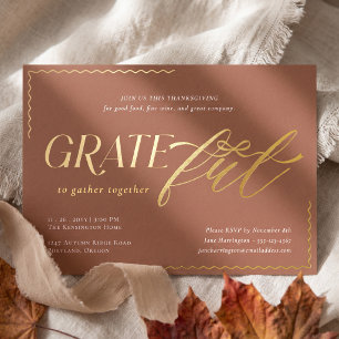 Invitation En Aluminium Dîner de Thanksgiving élégant et minimaliste avec