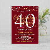 Invitation En Aluminium Dîner du 40e anniversaire du Mariage, Red String-L (Debout devant)