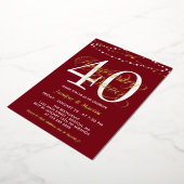Invitation En Aluminium Dîner du 40e anniversaire du Mariage, Red String-L (Rotation)