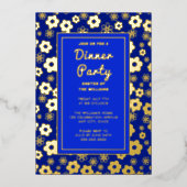 Invitation En Aluminium Diner Fête Fleurs Rétro Fun Fête (Recto)
