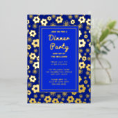 Invitation En Aluminium Diner Fête Fleurs Rétro Fun Fête (Debout devant)