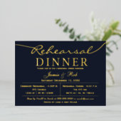 Invitation En Aluminium Dîner simple Elegant Luxe Marine Gold Rehears (Debout devant)