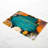 Invitation En Aluminium Dîner Thanksgiving Fête Citrouille bleu (Rotation)