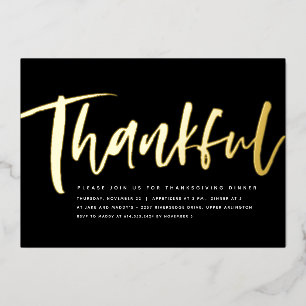 Invitation En Aluminium Dîner Thanksgiving moderne élégant noir et blanc