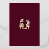 Invitation En Aluminium Dinosaur Thème Mariage Bourgogne Or (Verso)