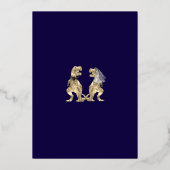 Invitation En Aluminium Dinosaur Thème Mariage Marine Blue Gold (Verso)