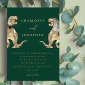 Invitation En Aluminium Dinosaur thème Mariage Vert et Or