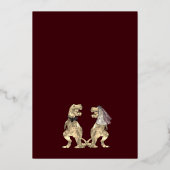 Invitation En Aluminium Dinosaur Theme Wedding Burgundy and Gold (Verso)