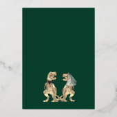 Invitation En Aluminium Dinosaure Mariage Vert foncé et or (Verso)